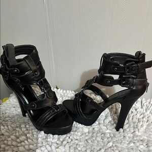 Women's Black Strappy Heels